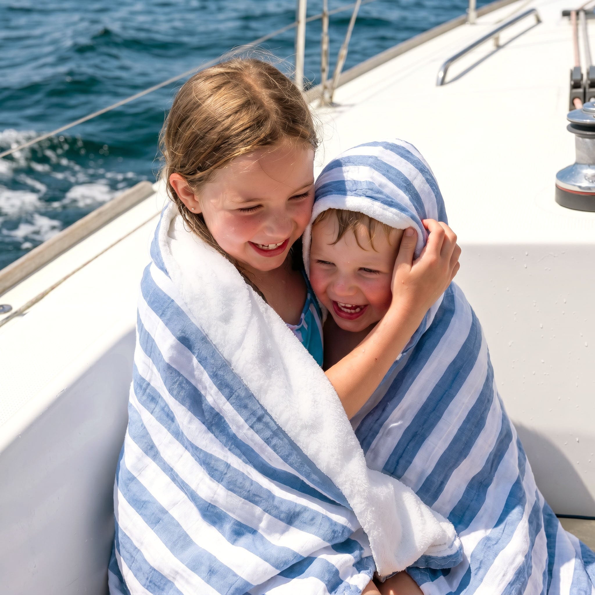 The Cloud Towel™ - Rayures bleues et blanches