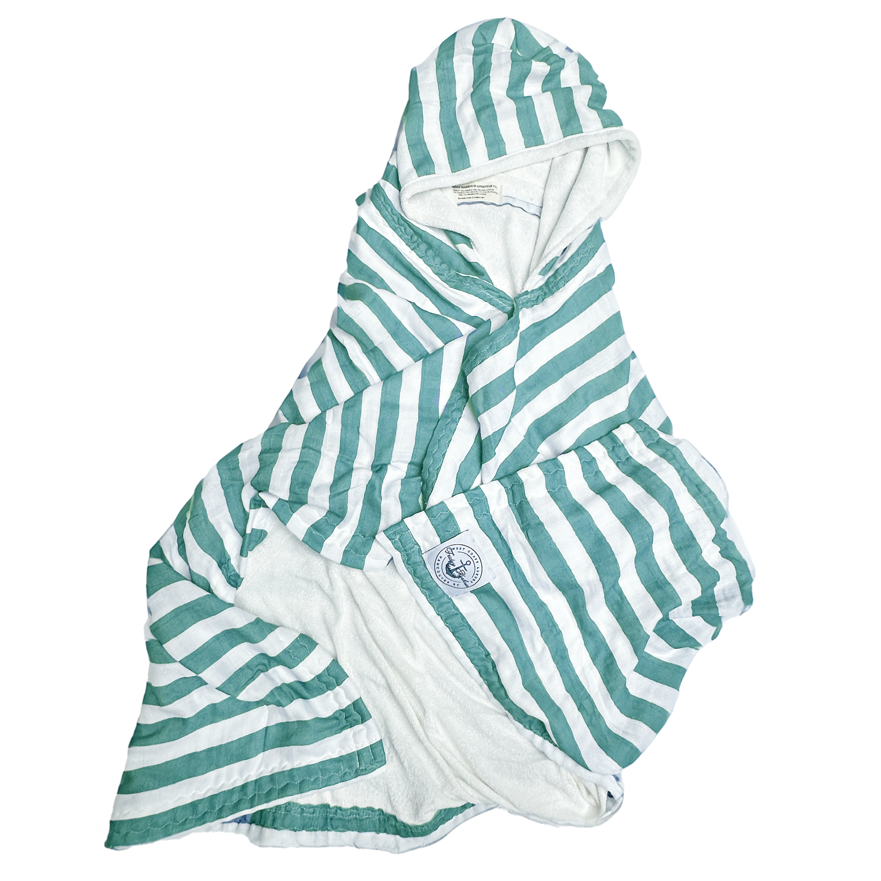 The Kids Cloud Towel - Sage Green & White Stripe