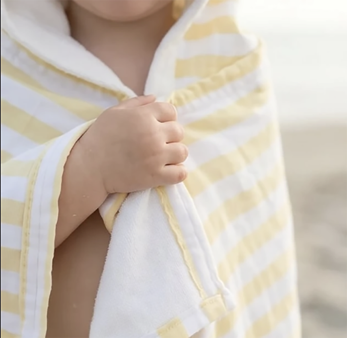 The Kids Cloud Towel - Butter Yellow & White Stripe