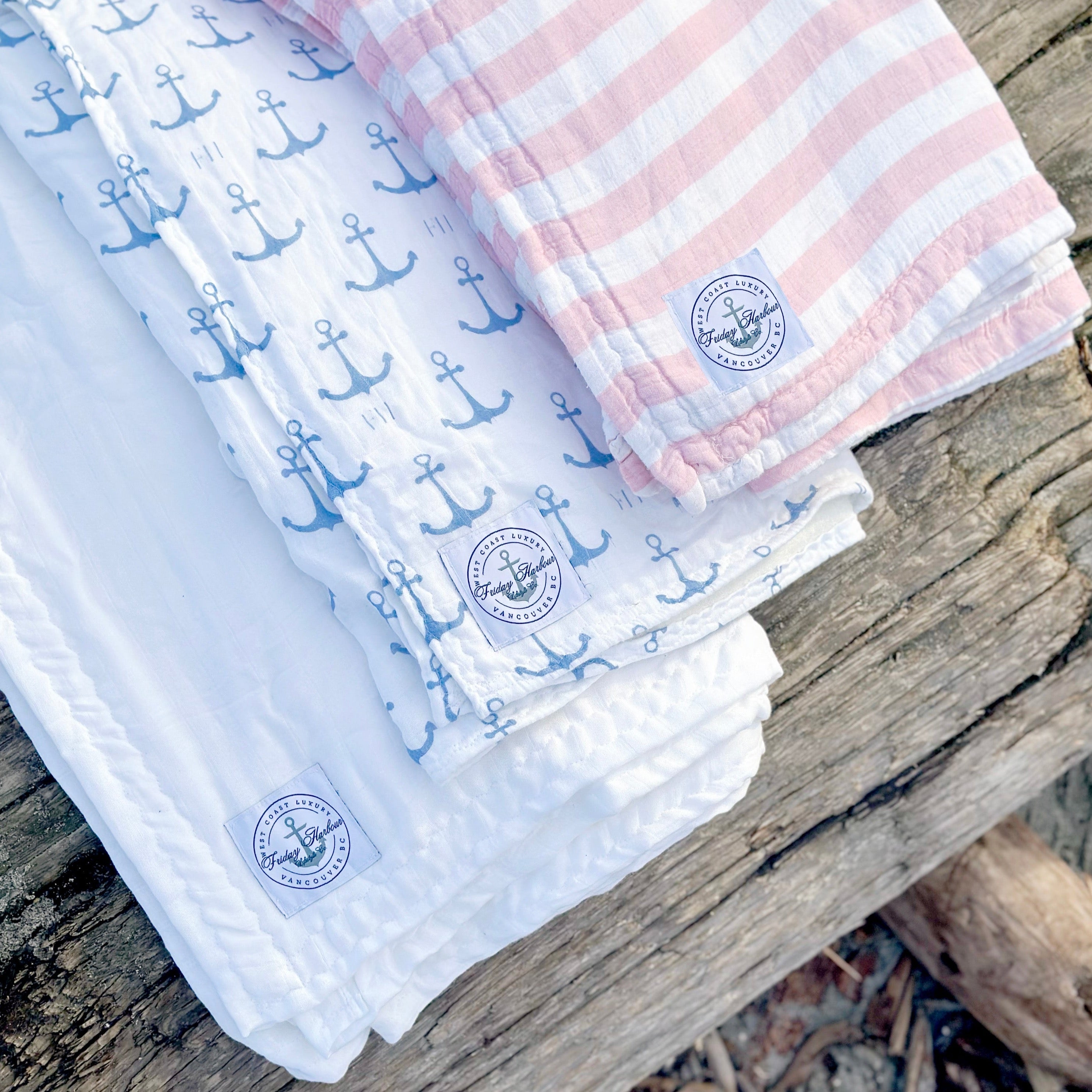 The Kids Cloud Towel - Pink & White Stripe - Friday Harbour Lifestyle Company 