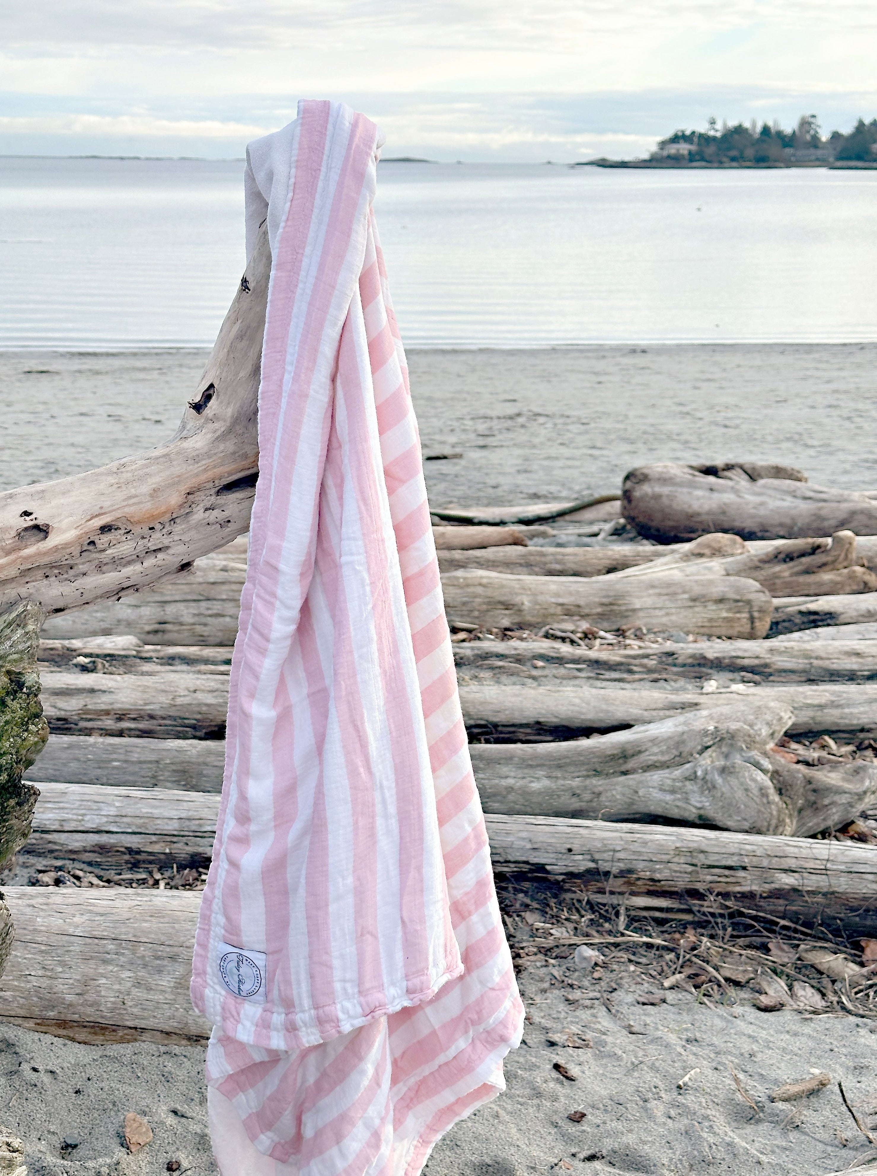 The Cloud Towel™ - Pink & White Stripe - Friday Harbour Lifestyle Company 
